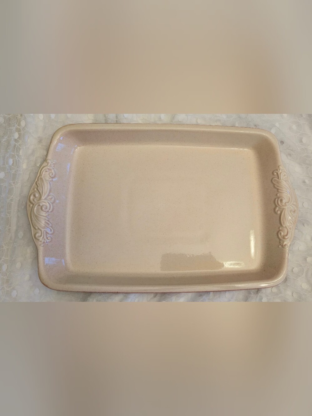 Pfaltzgraff Weir In Yout Kitchen Cayenne Red Ceramic Rectangular Platter/Handles
